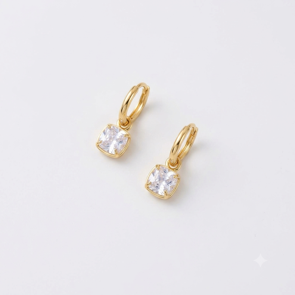 Solitaire Crystal Hoops