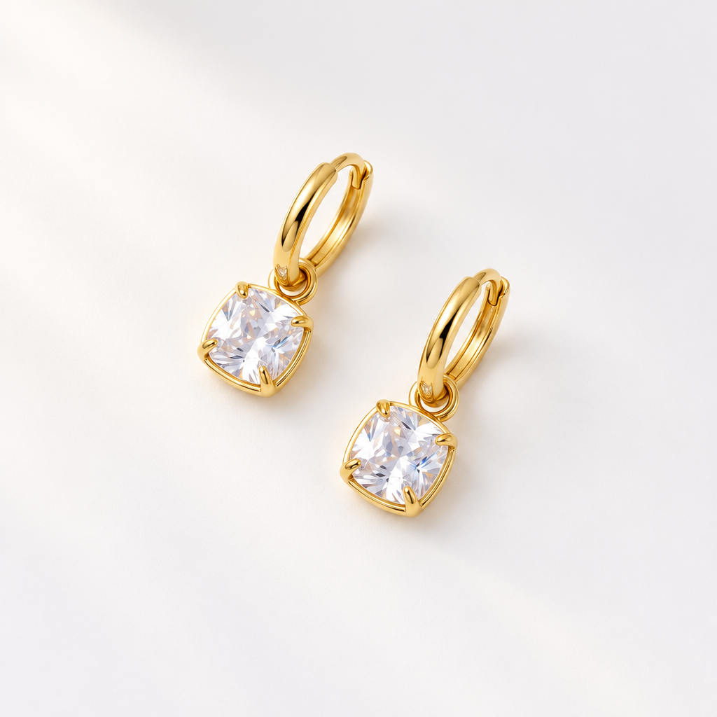 Solitaire Crystal Hoops