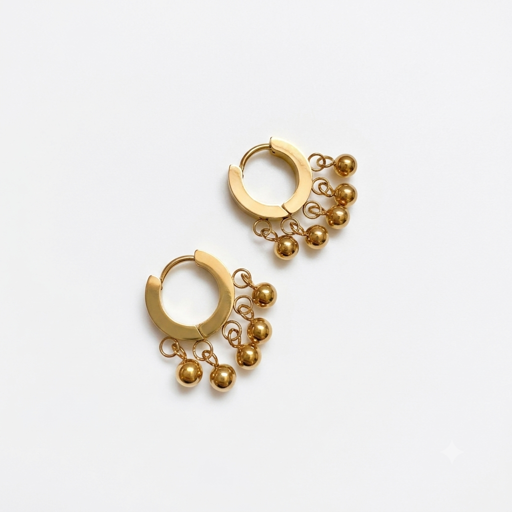 Ball Charm Hoop Earrings