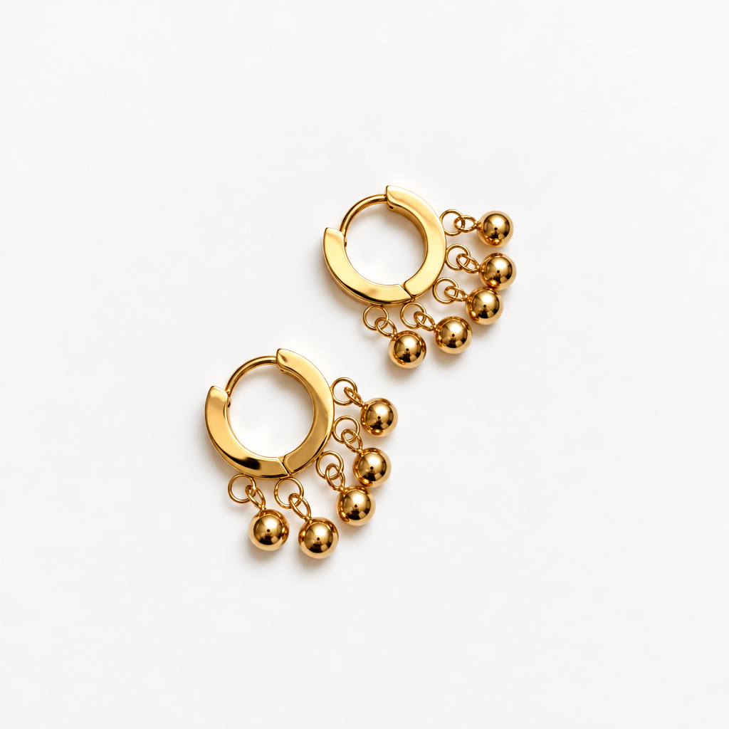 Ball Charm Hoop Earrings