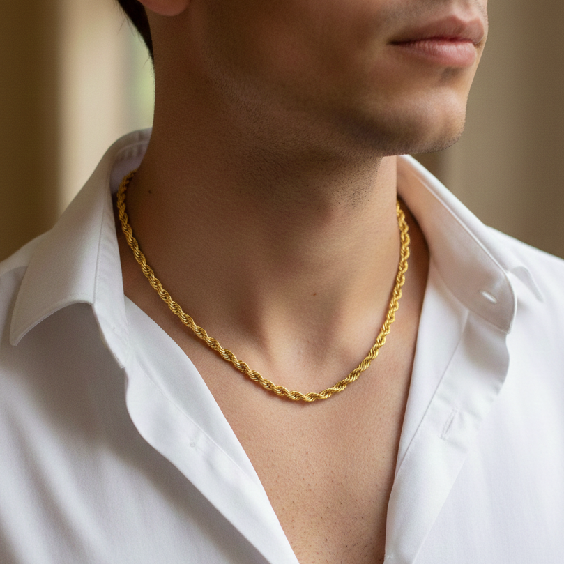 Gold Rope Chain Necklace