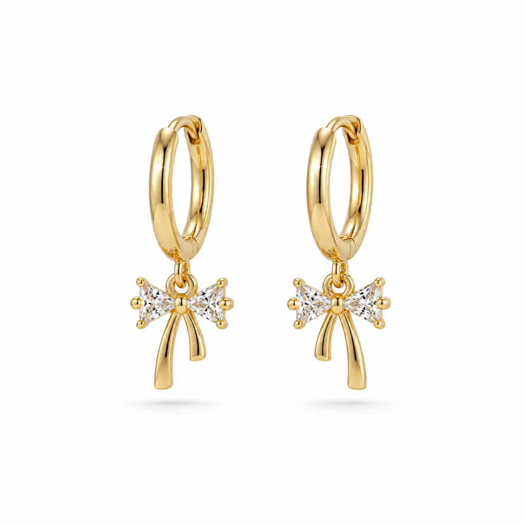 Bow Drop Hoop Earrings