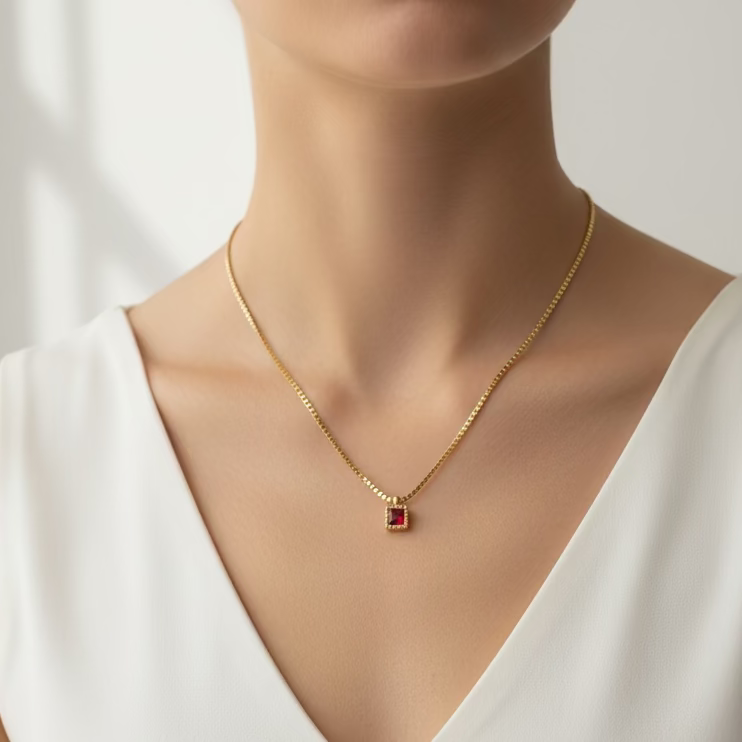 Ruby Lock Necklace