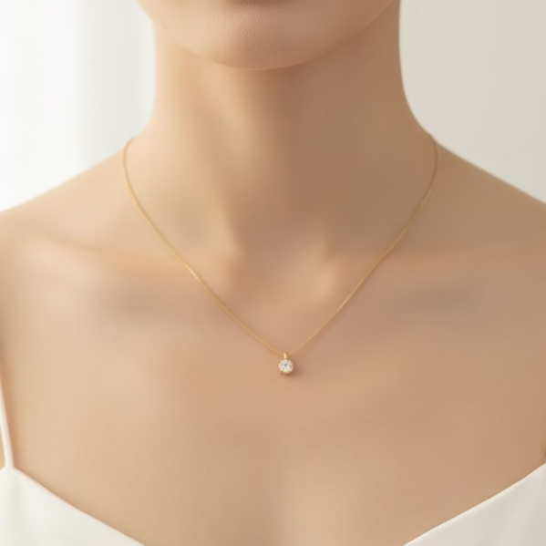 Dainty Round Crystal Pendant Necklace
