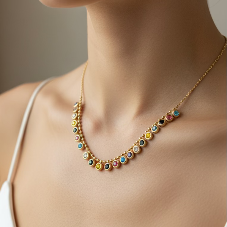 Velora Bloom Multicolor Stone Necklace