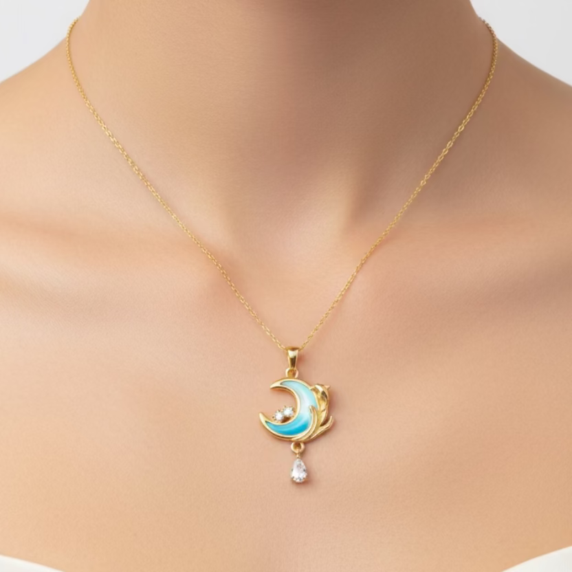 Moonlit Blue Charm Necklace