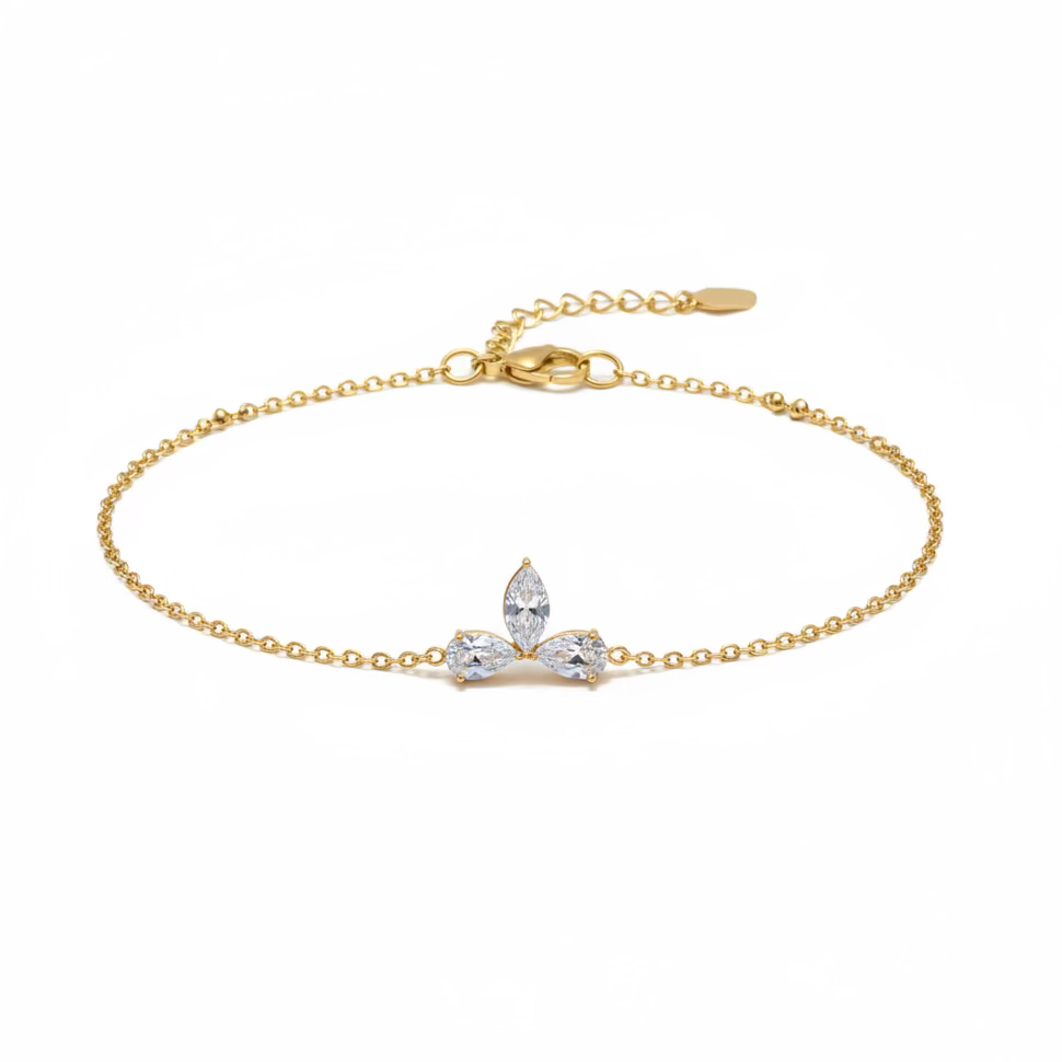 Crystal Leaf Chain Bracelet
