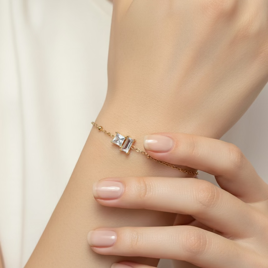 Dual Solitaire Chain Bracelet