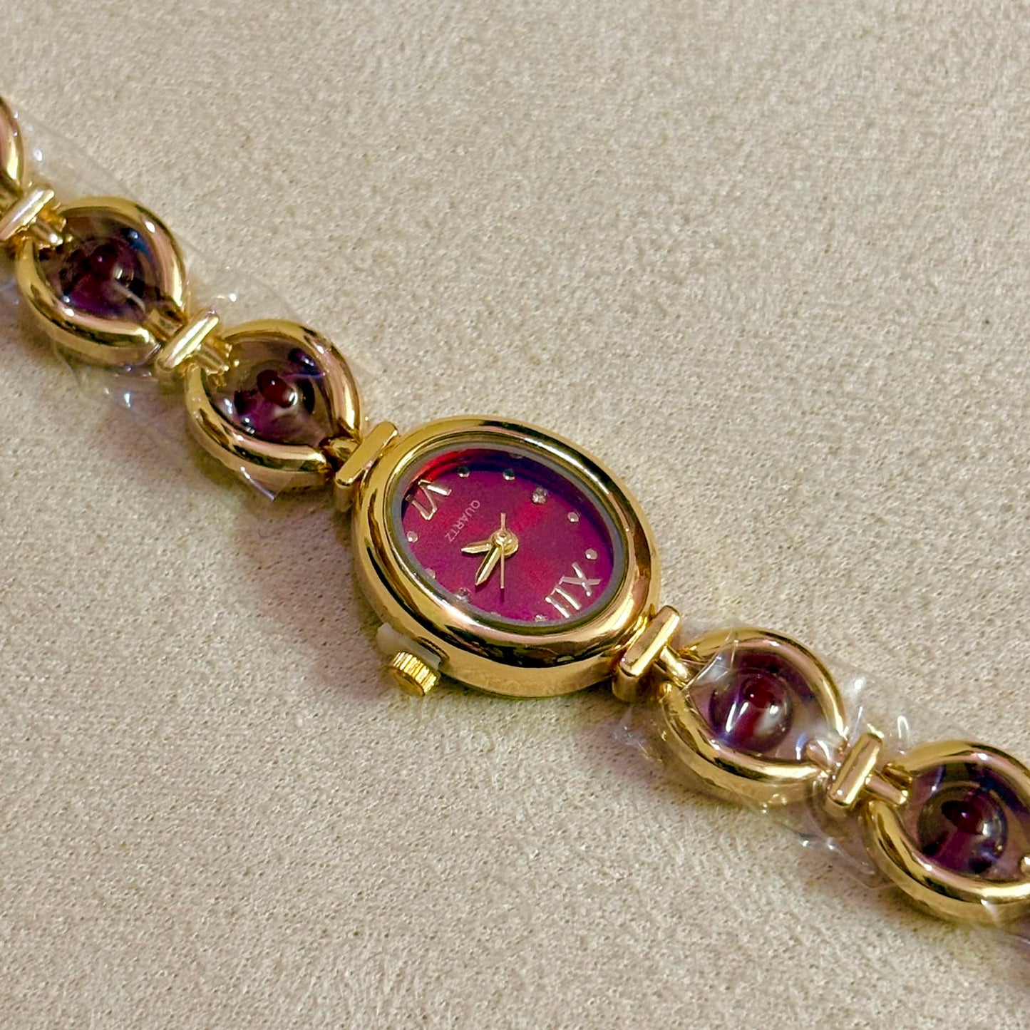 Maroon Beaded Watch