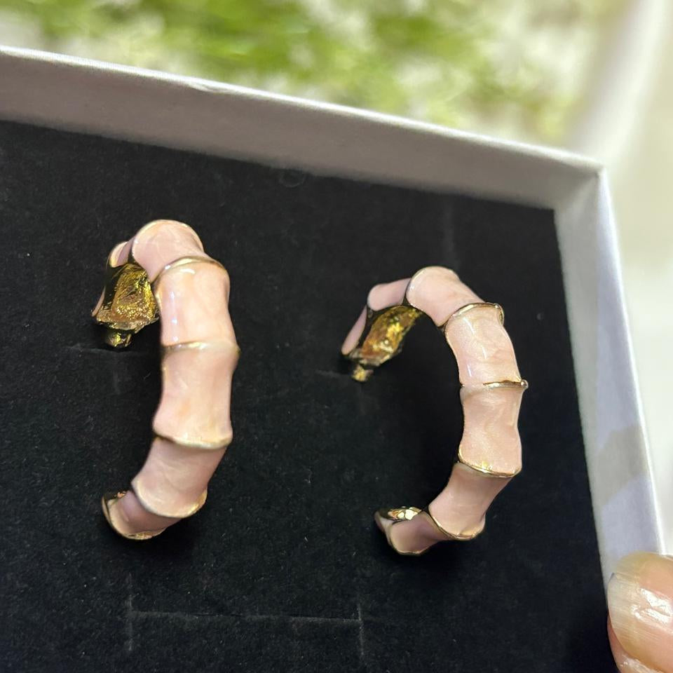 Pink Bamboo Hoops