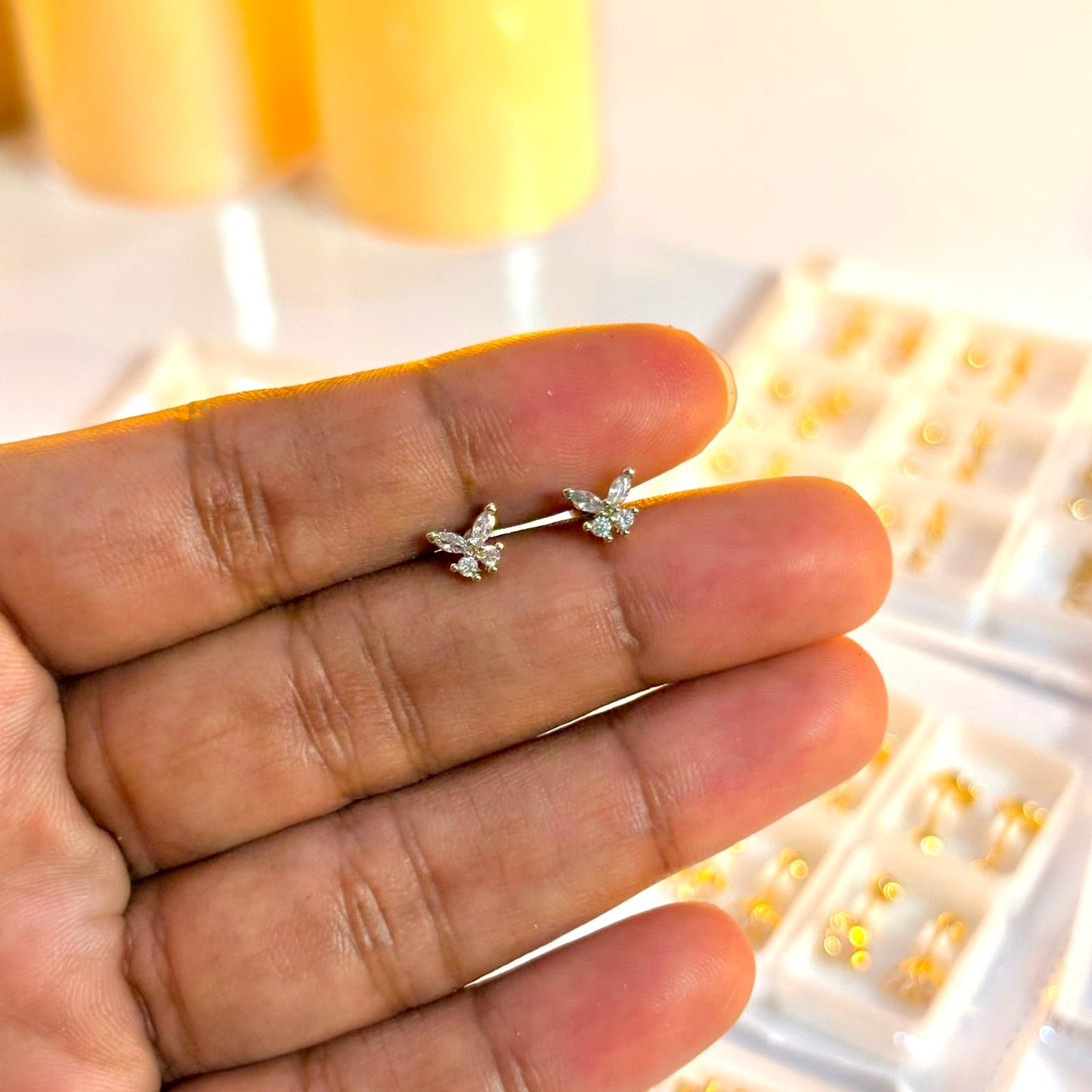 Silver Butterfly Studs