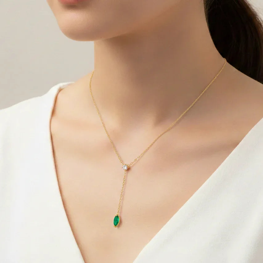 Aurielle Green Stone Necklace - Aesthla