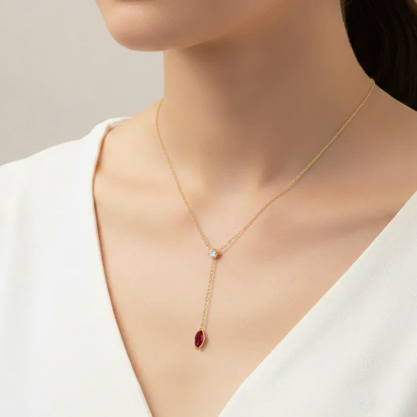 Aurielle Ruby Stone Necklace - Aesthla