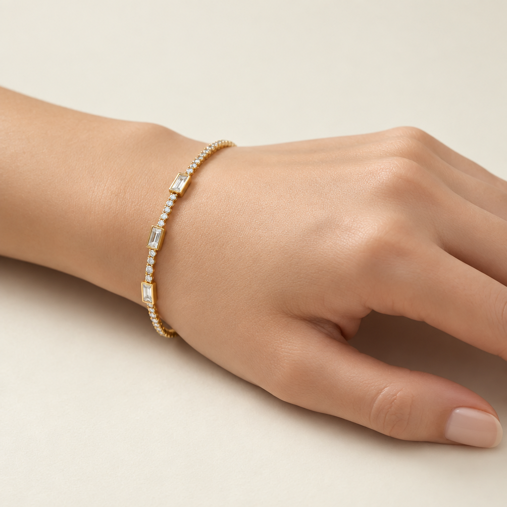 Crystal Gold Chain Bracelet - Aesthla