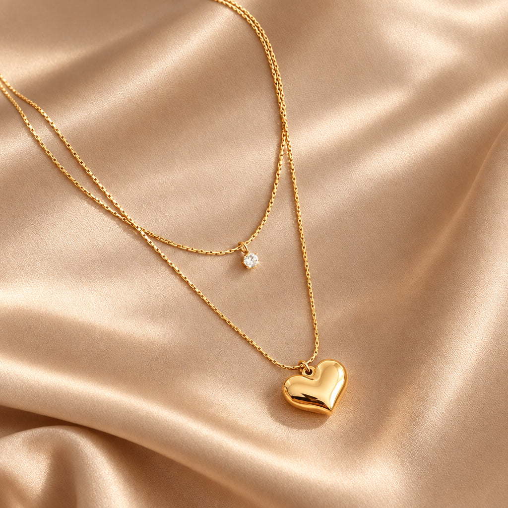 Double Layer Heart Necklace - Aesthla