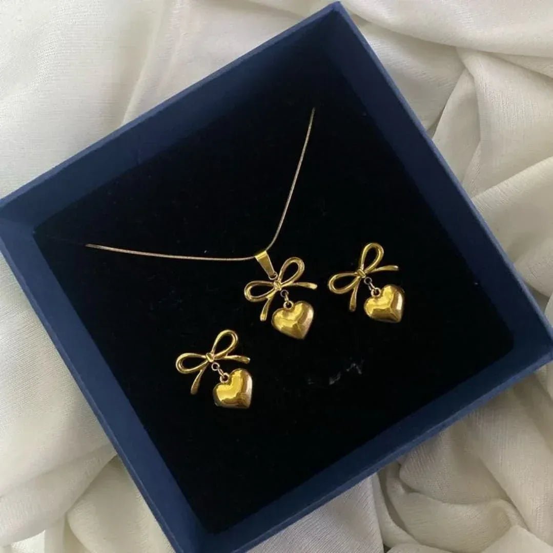Gold Plated Necklace & Earrings - Aesthla