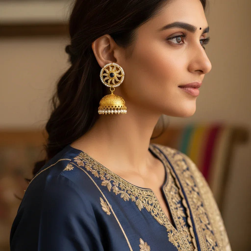 Pearl Desi Jhumka - Aesthla