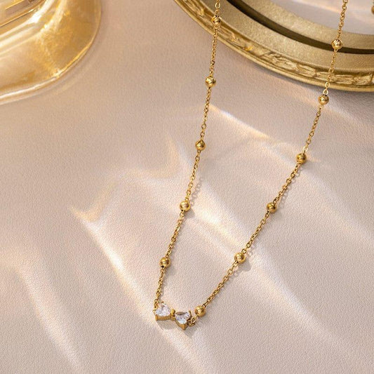 Studded Bow Neckalce - Aesthla