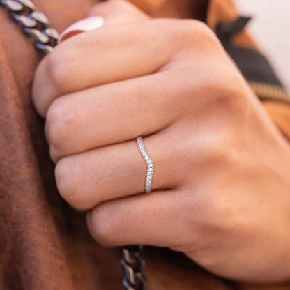 Dainty Chevron Crystal Ring for Women