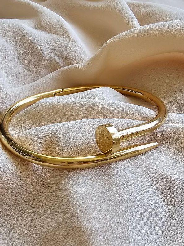 Gold Plated Nail Bangle Bracelet
