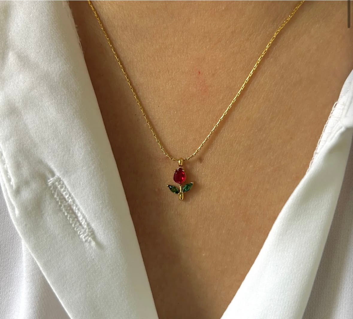 Red Tulip Necklace