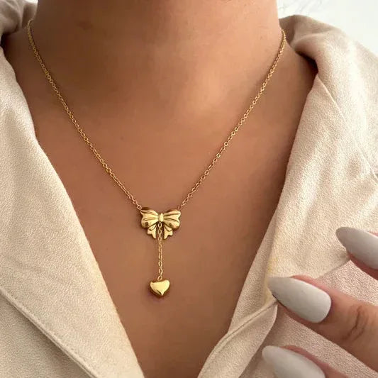 Bow Heart Necklace