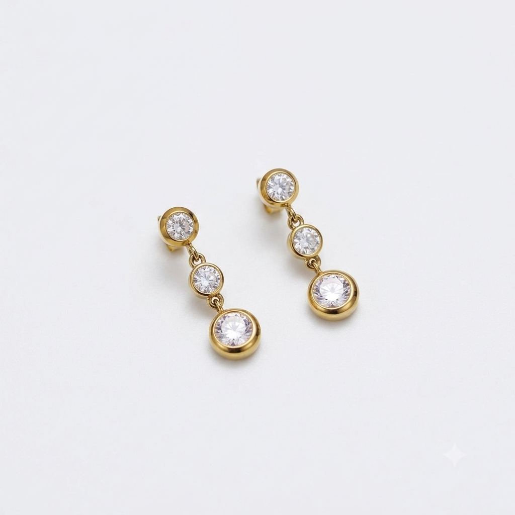Trio Bezel Drop Earrings