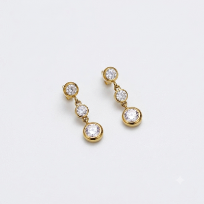 Trio Bezel Drop Earrings