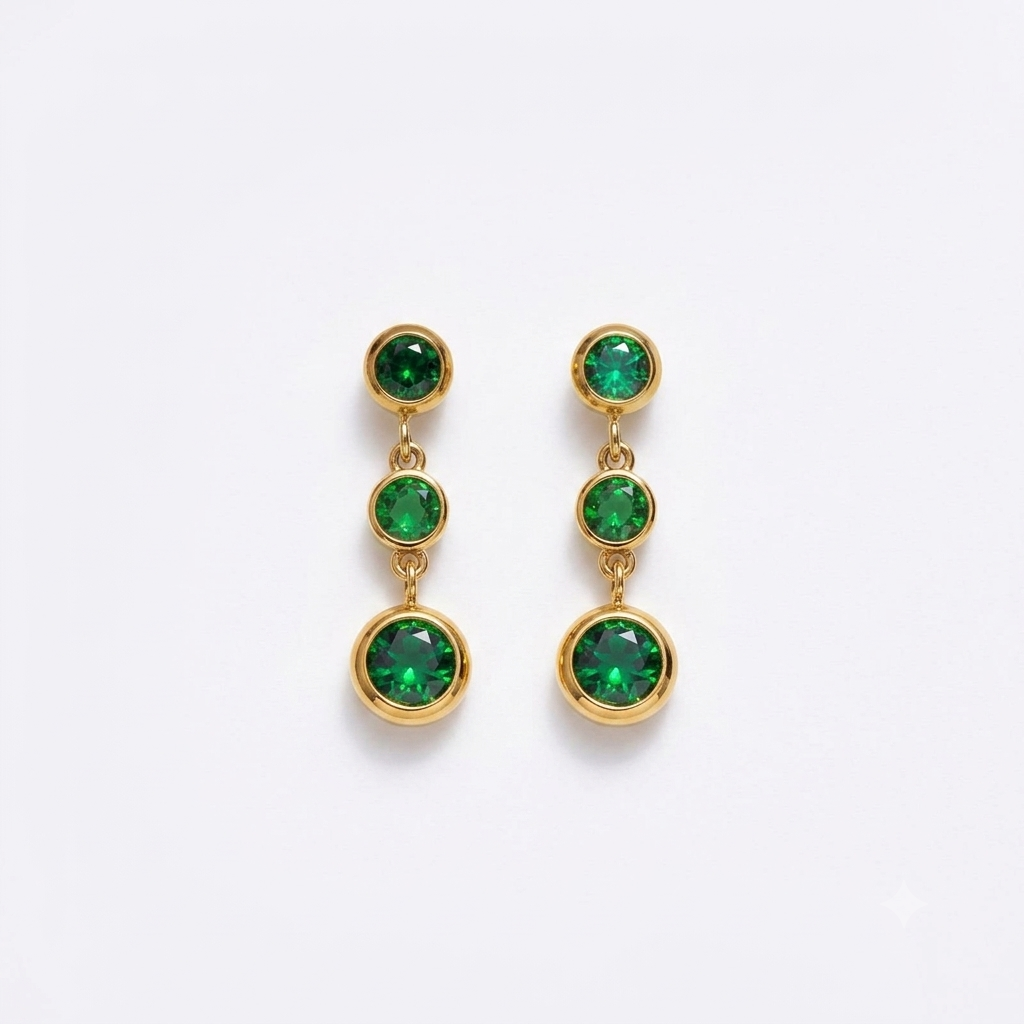 Trio Bezel Drop Earrings