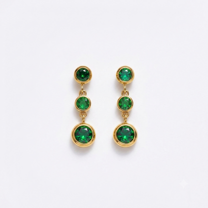 Trio Bezel Drop Earrings
