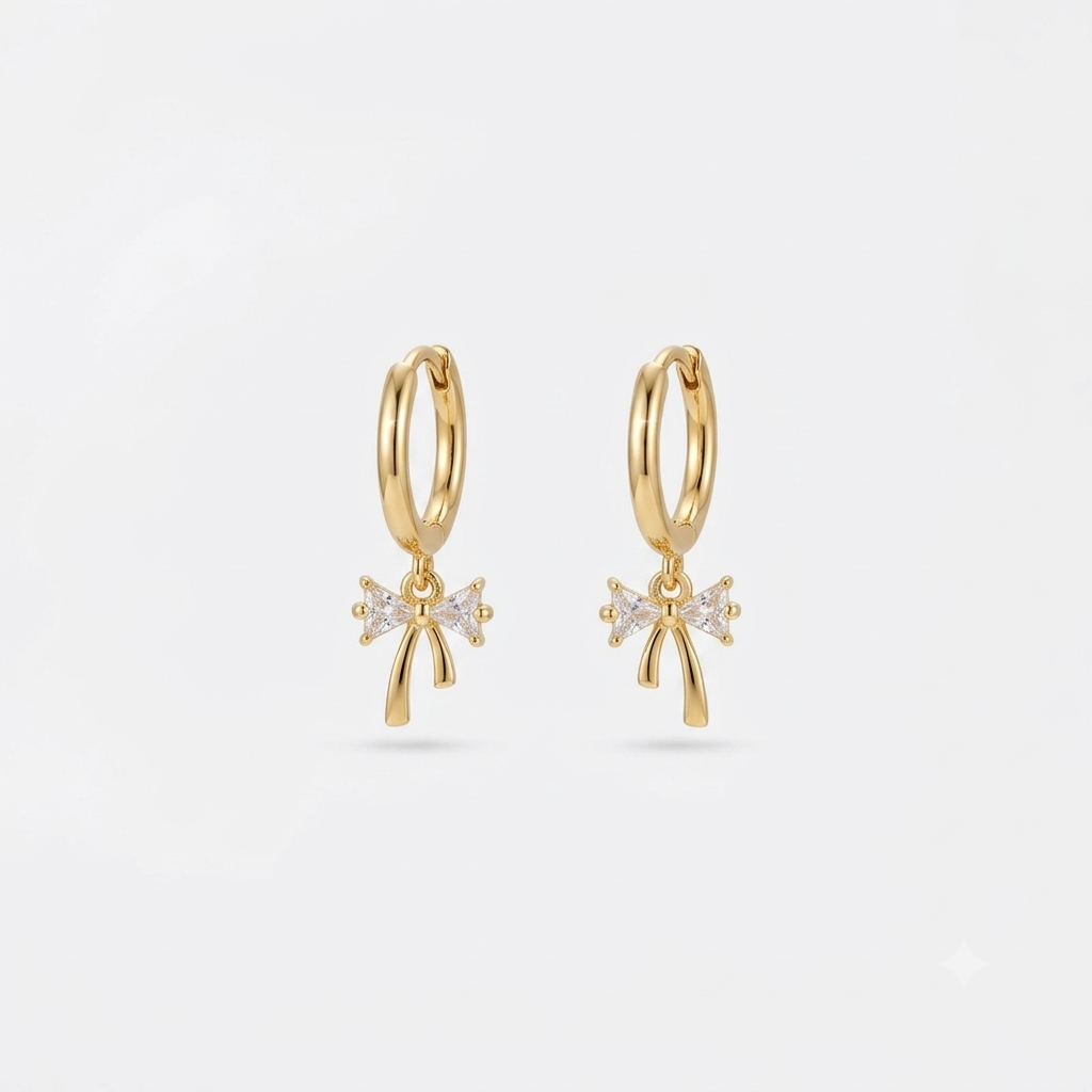 Bow Drop Hoop Earrings