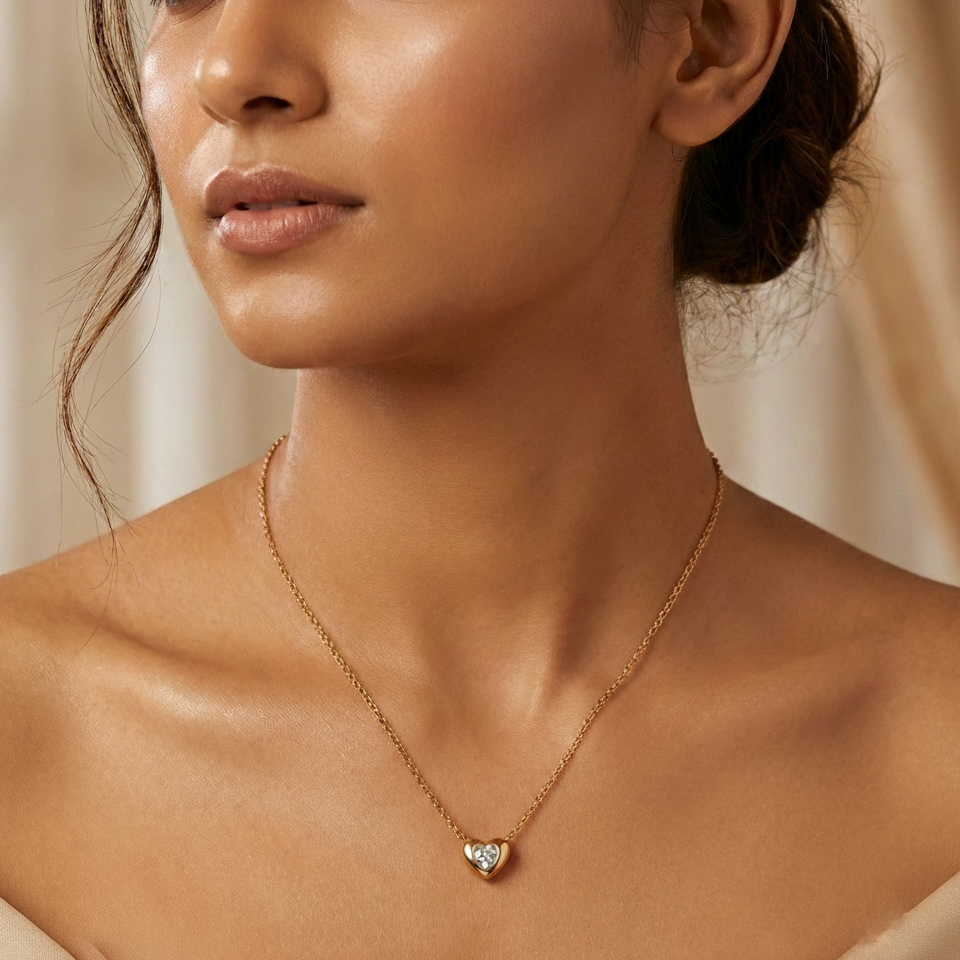 Gold Heart Pendant Necklace