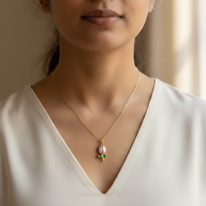 Gold Tulip charm Necklace