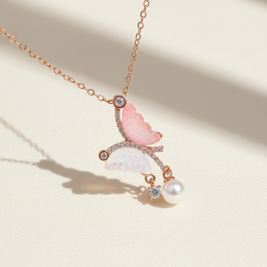 Butterfly Pearl Necklace