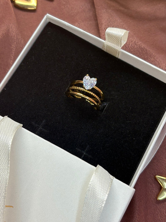 Heart Crystal Gold Plated Ring