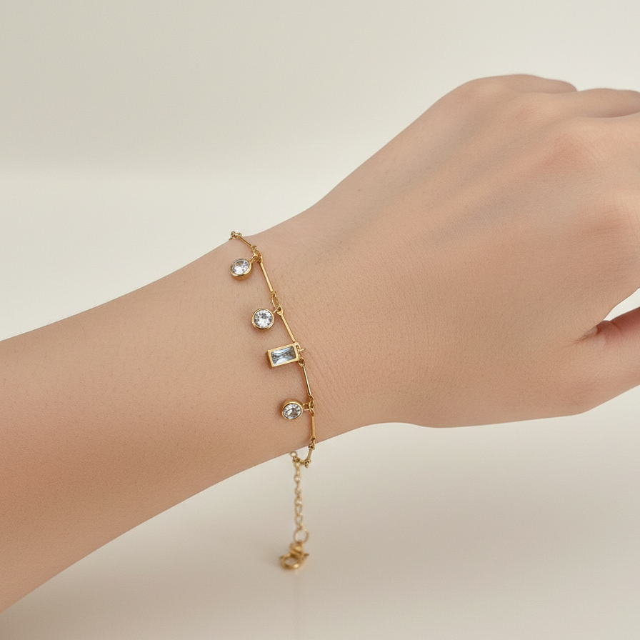 Crystal Gold Chain Bracelet