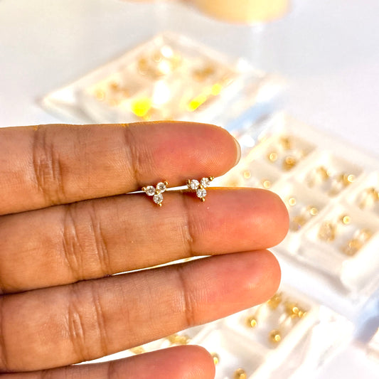 Dainty Triple Stone Studs
