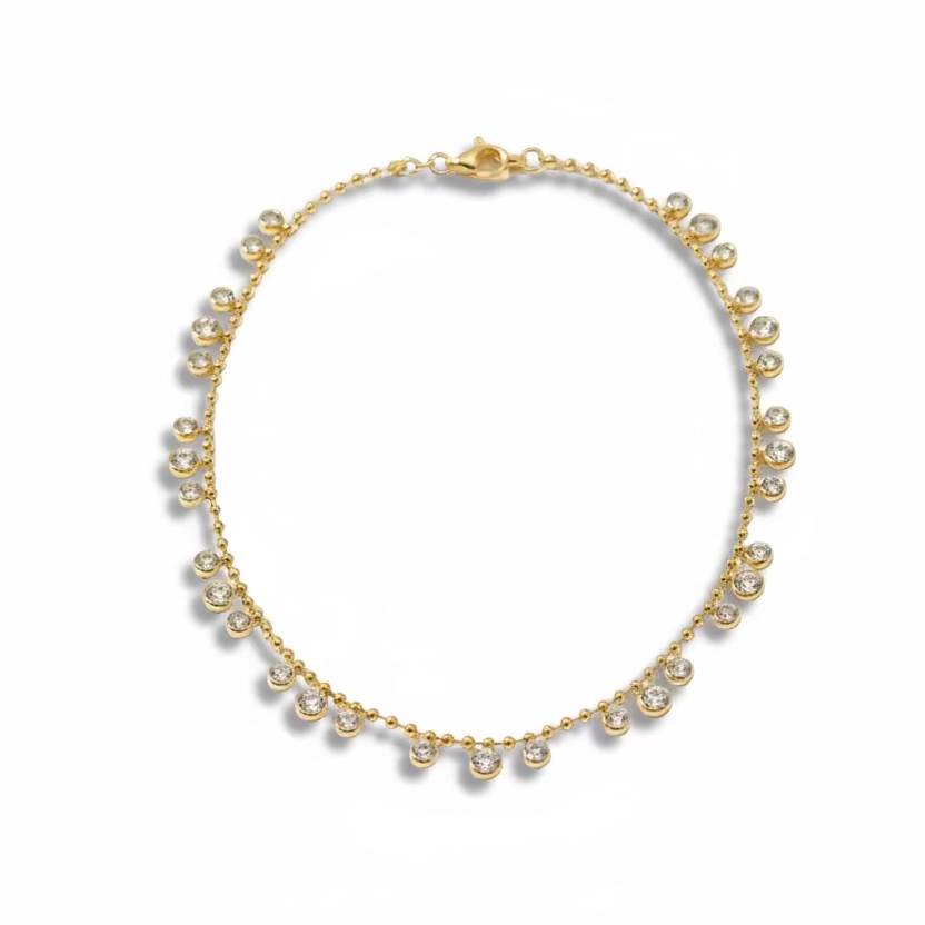 gold chain necklace with crystal drops for women