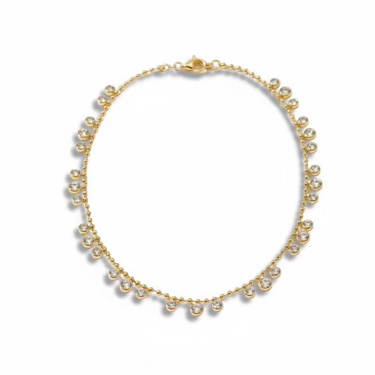 gold chain necklace with crystal drops for women