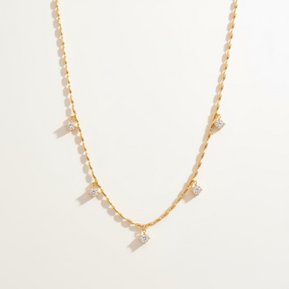 Aesthla Gold Crystal Charm Necklace for Women