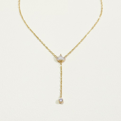 Floral Leaf Charm Y Necklace