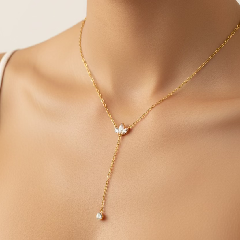 Floral Leaf Charm Necklace