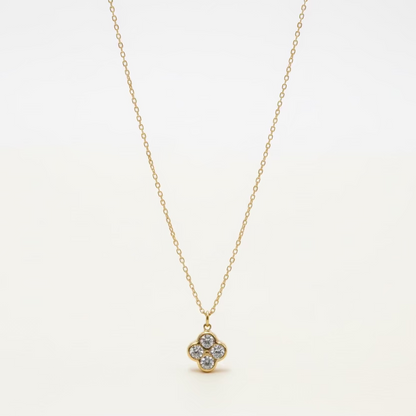 Crystal Flower Charm Gold Necklace