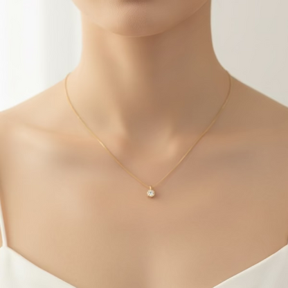 Dainty Round Crystal Pendant Necklace