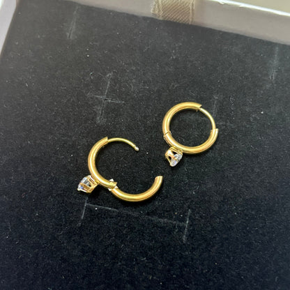 Elegant Solitaire Charm Hoops