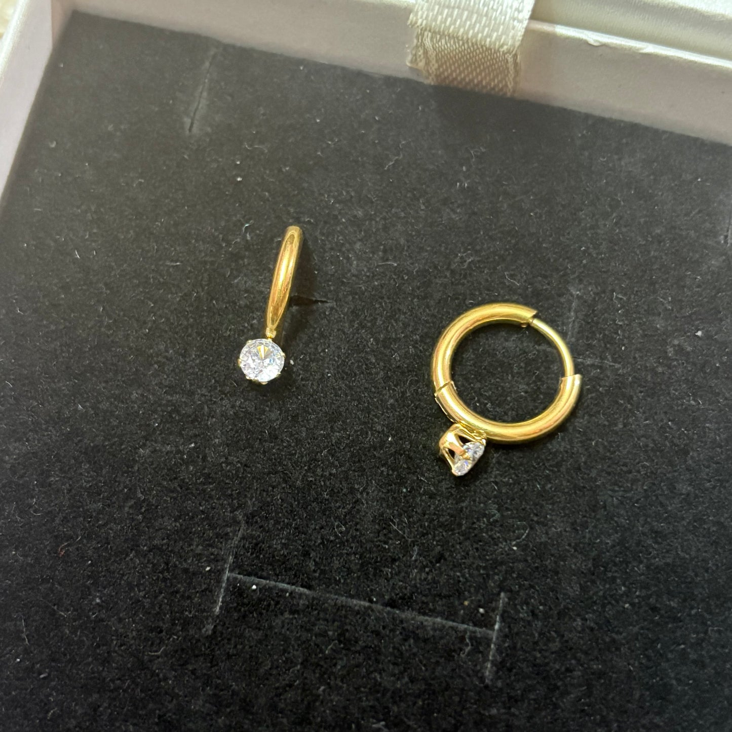 Elegant Solitaire Charm Hoops