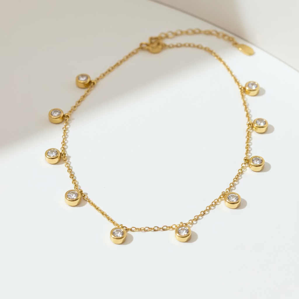 Bezel Set Crystal Necklace