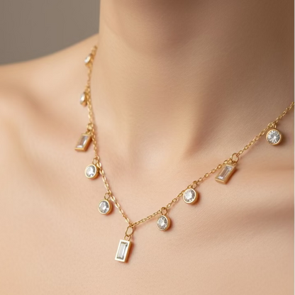 Minimal Floating Crystal Necklace