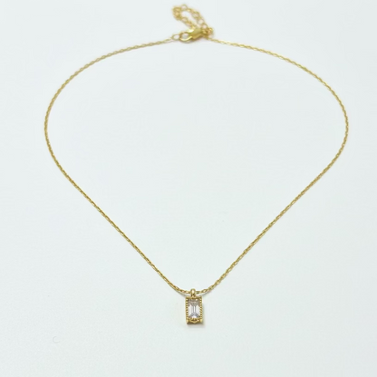 Elegant Rectangular Crystal Pendant Necklace