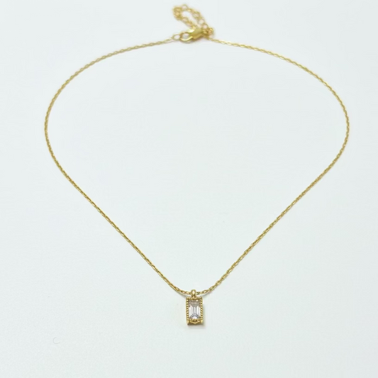 Elegant Rectangular Crystal Pendant Necklace